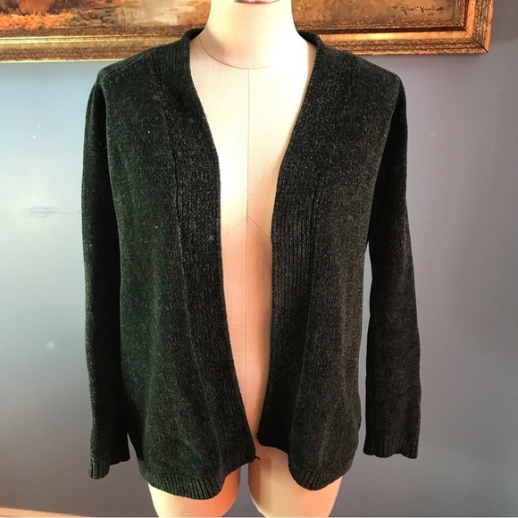 Land’s End christmas green open cardigan - Picture 1 of 9